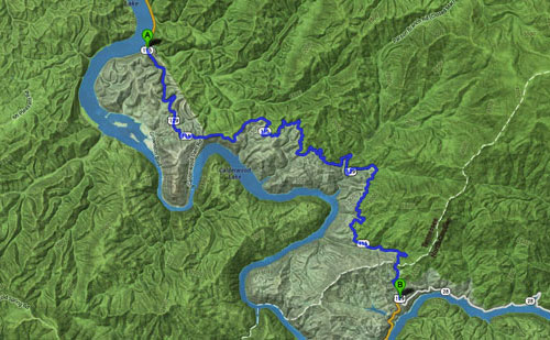 mappa della Coda del Dragone, us route 129